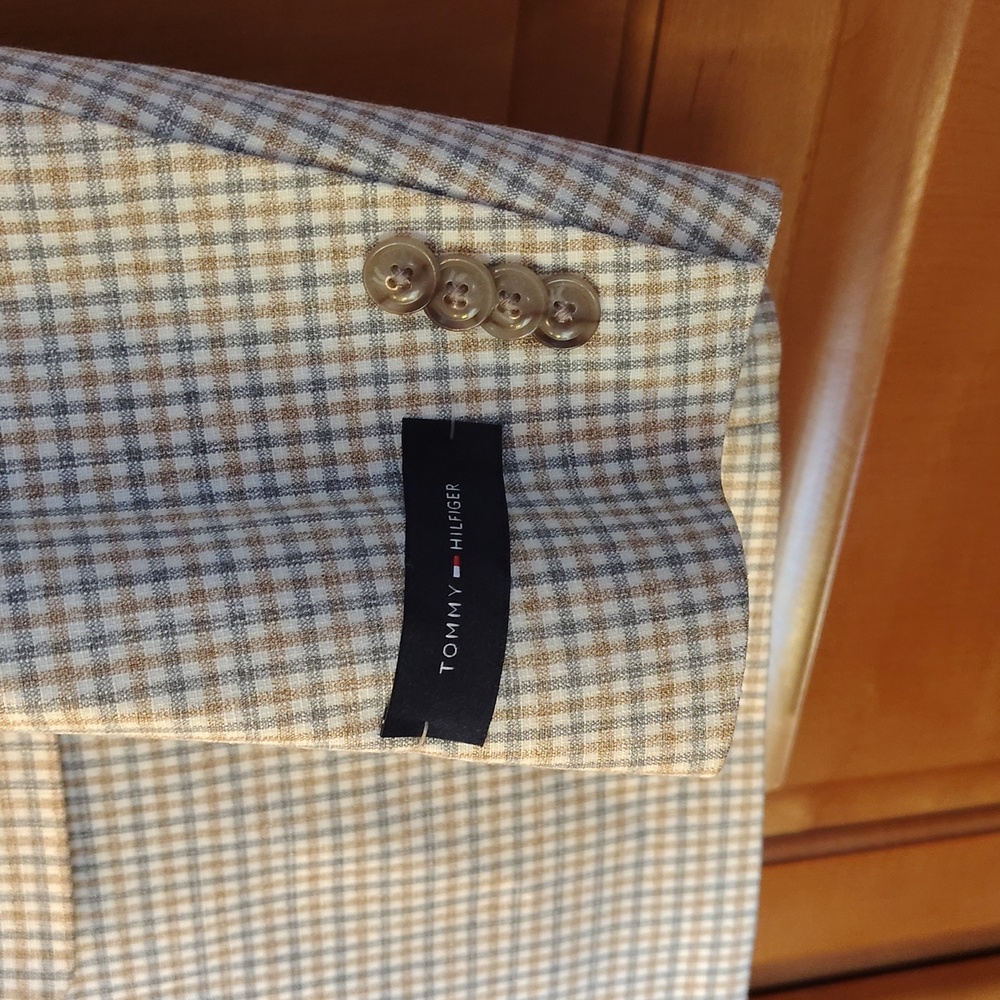 NWT Tommy Hilfiger Conrad Tan/Grey Sport Coat 44REG Flex - Picture 6 of 14